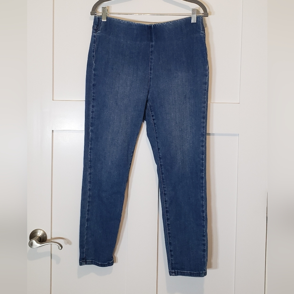 Soft Surroundings Ultimate Denim Pull On Skinny Blue Jeans High Waisted Size PM